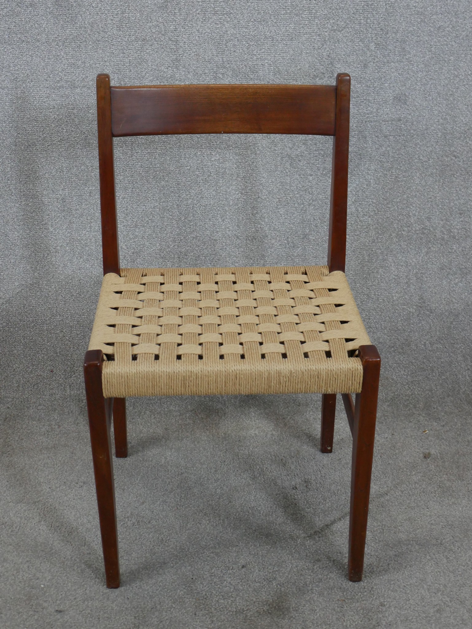 Dining chairs, set of six mid century Danish teak. - Image 3 of 7