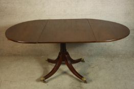 A Georgian design mahogany D end dining table. H.72 W.182 D.111cm.