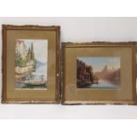 Italian school, Two framed and glazed watercolours. H.46 W.34 cm (largest)