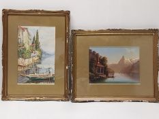 Italian school, Two framed and glazed watercolours. H.46 W.34 cm (largest)