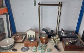 A miscellaneous collection of glass, brassware, ceramics, etc.