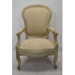 Armchair, vintage Louis XV style painted. H.96 cm.