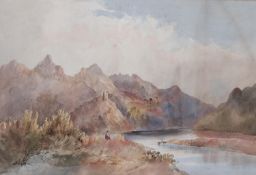 Watercolour, 19th century, framed and glazed. H.60 W.85 cm
