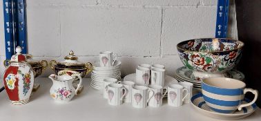 A set of Royal Worcester Air Balloon coffee mugs and other bone china and TG Green and other Royal W