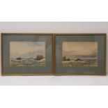 A pair of framed and glazed watercolours. H.33 W.40.5 cm each