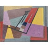 Oil on board, Bauhaus school abstract composition. H.53 W.68 cm