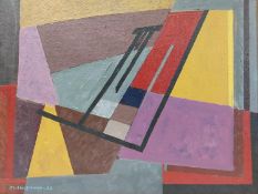 Oil on board, Bauhaus school abstract composition. H.53 W.68 cm