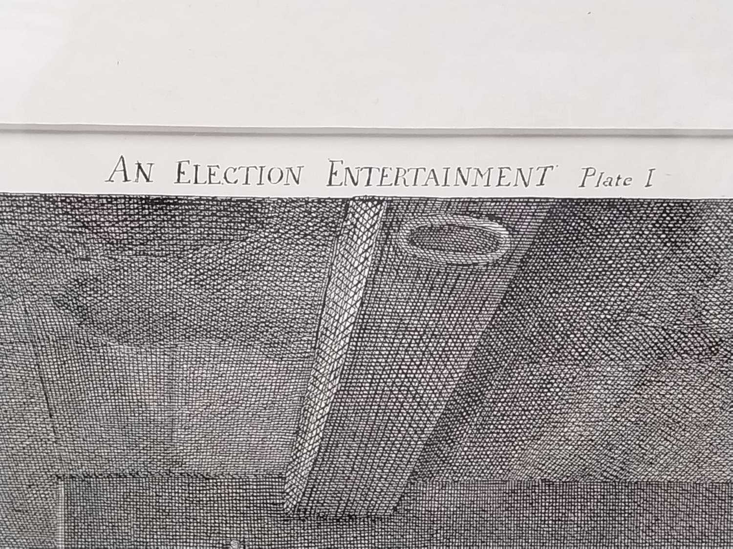 After Willliam Hogarth, three framed and glazed 19th century engravings, 'An election entertainment' - Image 4 of 11