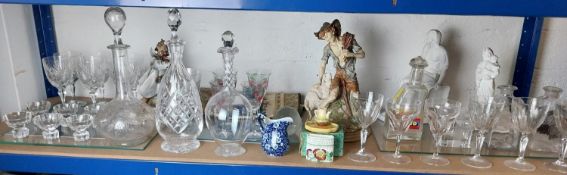 Collectables; glassware, ceramics to include Burleigh Calico, Parian figures and decanters.