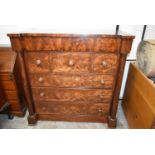 Chest of drawers, Victorian flame mahogany. H.127 W.130 D.62 cm