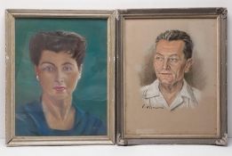Two framed portraits. H.60.5 W.49 cm (largest)