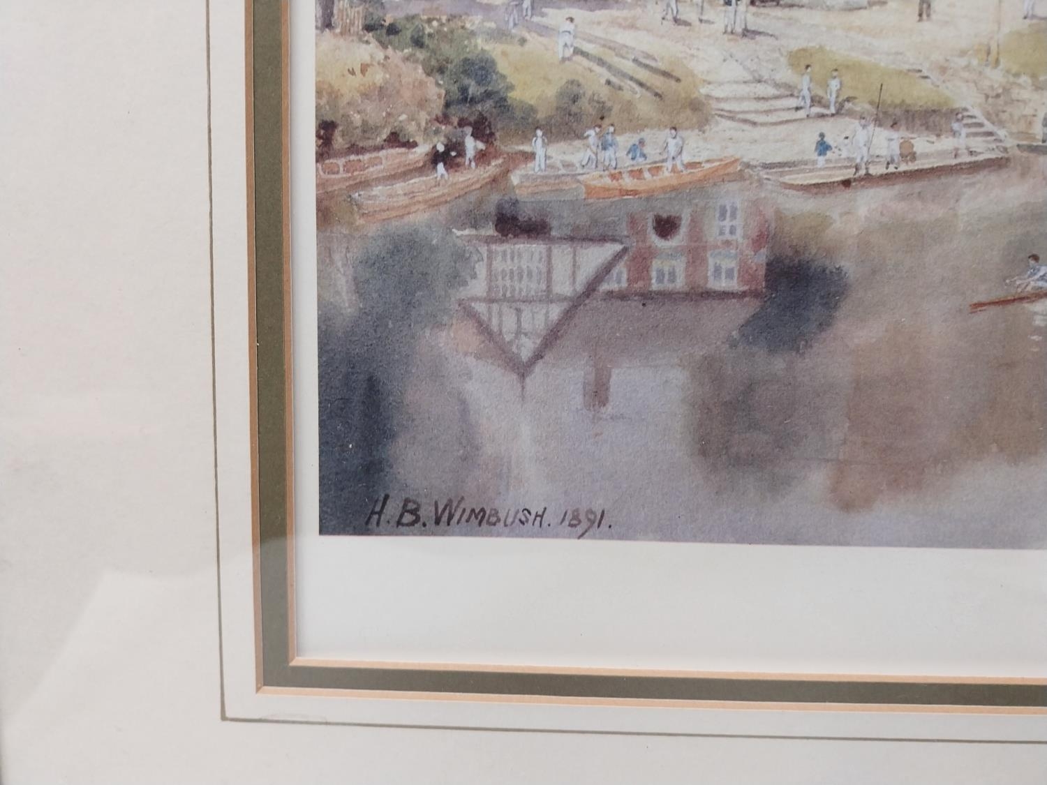 A framed and glazed reproduction of The Boat Club Shrewsbury, H. B. Winbush, numbered in the margin. - Image 3 of 6