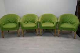 A set of four tub chairs. H.82 cm each.