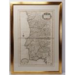 A large map, Le Portugal, framed and glazed. H.116.5 W.83 cm