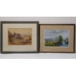 Two framed and glazed watercolours, both riverscapes. H.47 W.56 cm (largest)