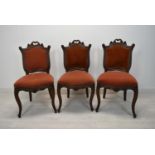 Dining chairs, three Victorian mahogany.
