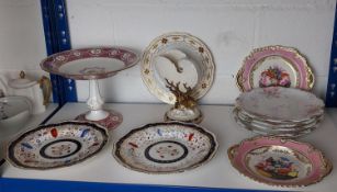 A Royal Worcester conch shell plus other dateline ceramics, Copeland and a Spode tazza.