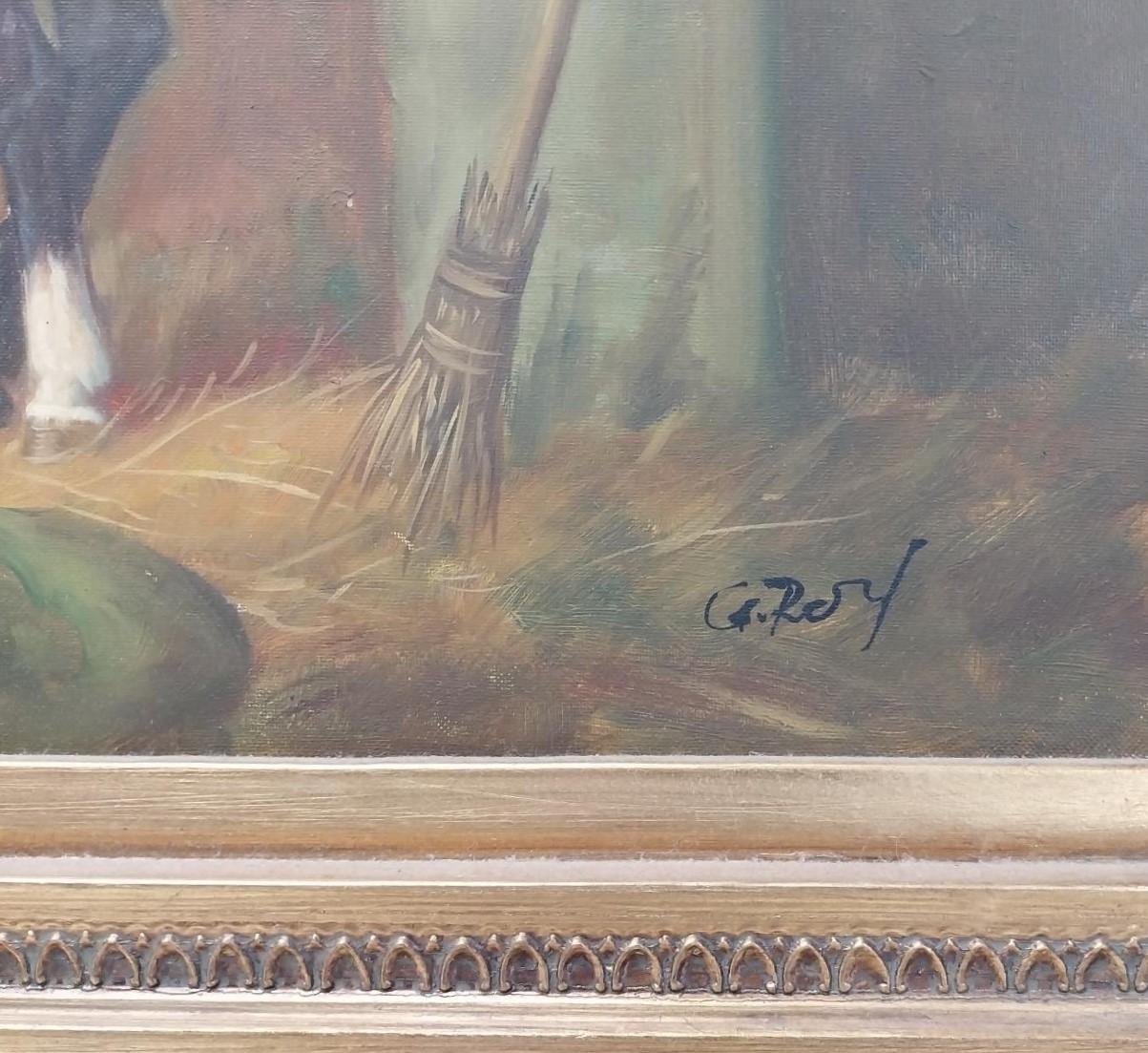 Gilt framed print on canvas, signed G. Roy. H.89 W.120 cm - Image 3 of 5