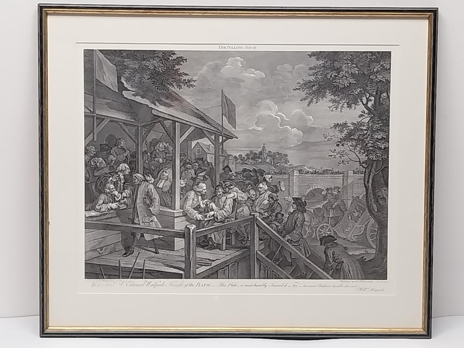 After Willliam Hogarth, three framed and glazed 19th century engravings, 'An election entertainment' - Image 9 of 11
