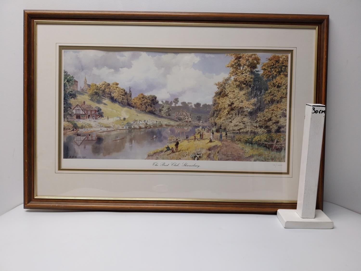 A framed and glazed reproduction of The Boat Club Shrewsbury, H. B. Winbush, numbered in the margin. - Image 6 of 6