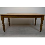 Kitchen table, Victorian style pine. H.78 W.184 D.93 cm