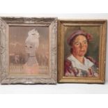 Two framed portraits. H.68 W.58 cm (largest)