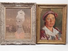 Two framed portraits. H.68 W.58 cm (largest)
