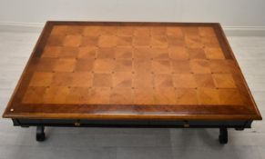 Coffee table, late 20th century Continental style parquetry inlaid. H.52 W.142 D.92 cm