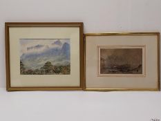 Two framed and glazed watercolours. H.36 W.41cm (largest)