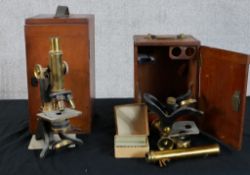 A collection of scientific equipment to include a telescope made by 'Clarkson'. In their original