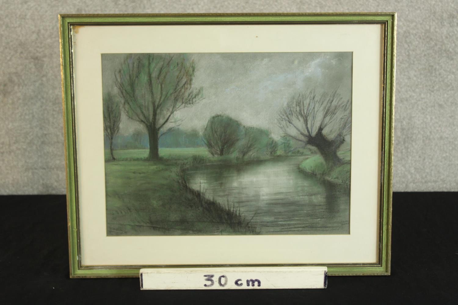 Unknown artist. Framed and glazed, pastel, landscape of a bend in the river, dated 1978 to verso, - Image 3 of 4