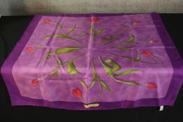 Salvatore Ferragamo. Silk scarf with classic Tulip design. 82 x 84 cm.