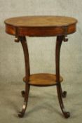 Lamp table, late 19th century Continental style, satinwood and mahogany inlay. H.82 W.62cm.