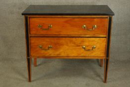 Chest commode, 19th century Continental fruitwood and marble. H.78 W.92cm.