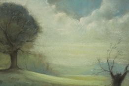 Unknown artist, a framed and glazed, pastel, landscape. H.44 x W.54 cm.