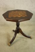 Chess table, Georgian style mahogany with satinwood inlay. H.74 W.70cm.