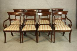 Dining chairs, a set of six, Regency mahogany.