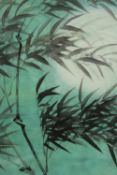 Unknown artist. Chinese watercolour painting of bamboo against moonlight. Signed by the artist