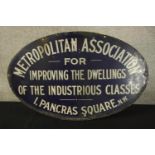 Enamel sign from 'Metropolitan Association for Improving the Dwellings of the Industrious