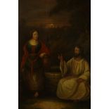 Oil on board. Christ and the Women of Samaria'. Renaissance style. Probably eighteenth century. In a
