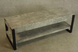 Coffee table, contemporary metal framed. H.40 W.120cm.