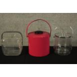 A collection of three vintage ice buckets. Two made from Perspex. H.30cm (largest).