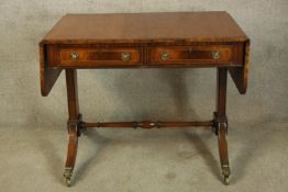Sofa table, mahogany and crossbanded, Regency style. H.74 W.147cm.