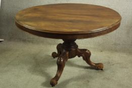 A 19th century mahogany circular topped dining table H.74 Dia.117cm.