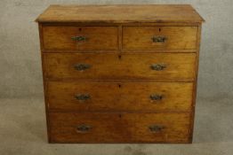 Chest of drawers, Victorian pine. H.89 W.105cm.