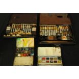 A collection of vintage oil and watercolour paint. Complete with their pallets. Made by Winsor &
