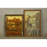 Two oil paintings on board. London buildings. One shows Taylor, Walker & Co. Barley Mow Brewery,