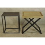 Lamp tables, two, contemporary on metal frames. H.80 W.60cm (largest).