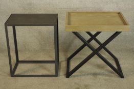 Lamp tables, two, contemporary on metal frames. H.80 W.60cm (largest).