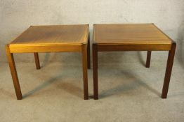 Lamp tables, a pair, mid century teak. H.66 W.80cm.